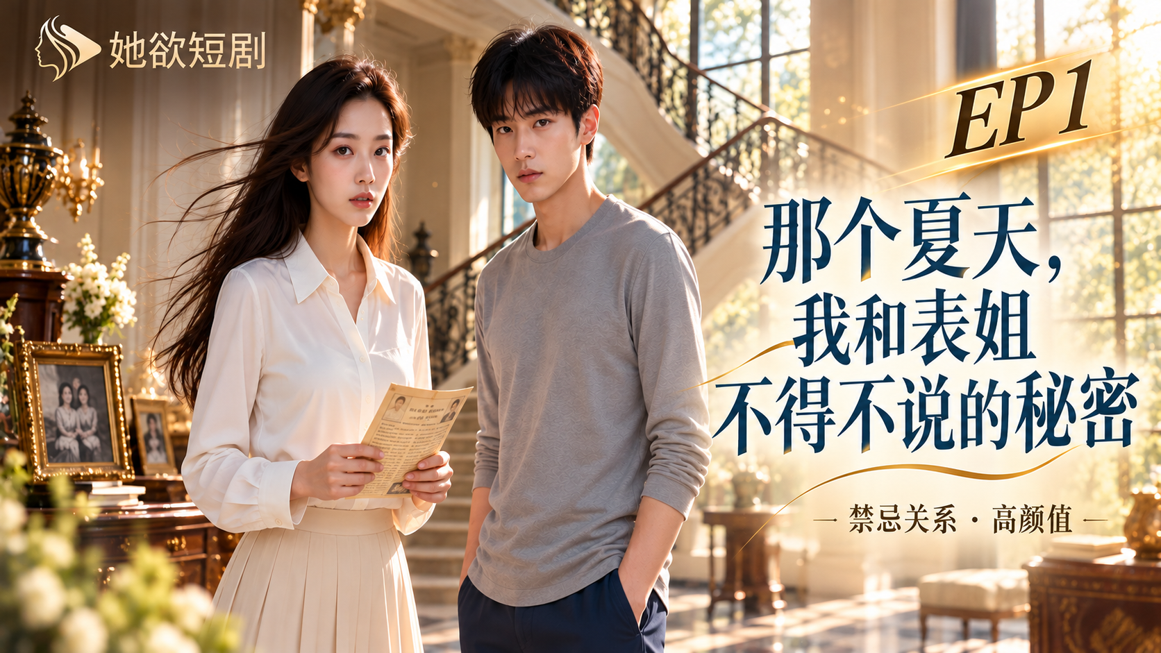 女性向AI短剧《那个夏天，我和表姐不得不说的秘密》第1集